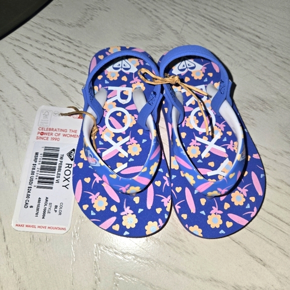 Roxy Kids Purple and Pink Floral Sandals/ Size 6 - Picture 1 of 6